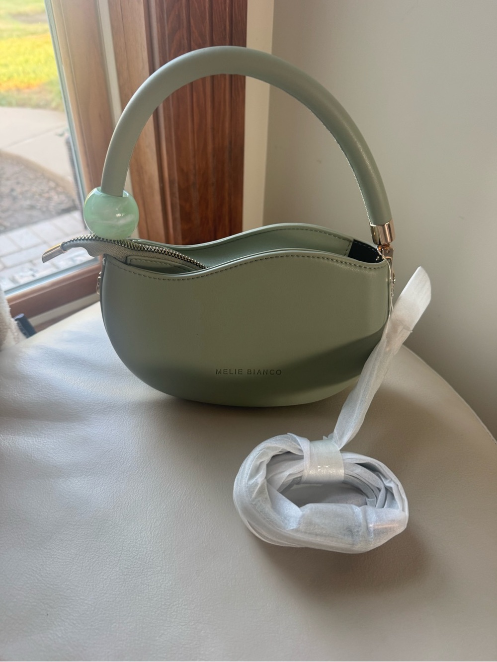 Melie Bianco Jennie small recycled vegan crossbody bag in aqua/mint green NWOT
